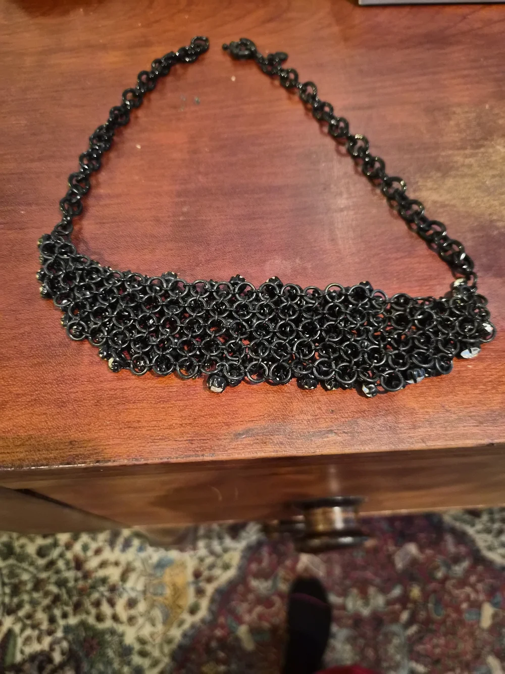 J.Crew 2011 Black Gunmetal Clear Rhinestone Cluster Bib Statement Necklace